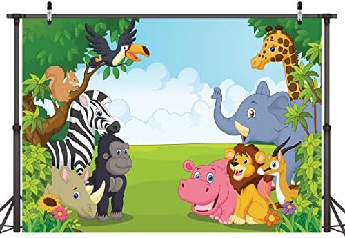 גן חיות צילום תפאורות 7 * 5 רגל קריקטורה ספארי בעלי חיים רקע יום הולדת שמח צילום רקע עולם החי ג ' ונגל חיות בר גן חיות