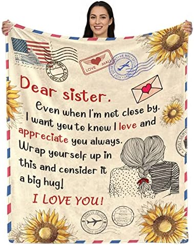 AJIIUSV לאחות מתנות חמניות אחות זורקת שמיכת שמיכה לחג המולד ליום הולדת אחות יום הולדת חג ההודיה מתנות 50 x60