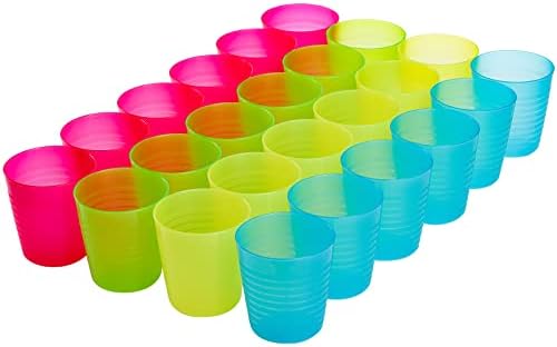 דיקונוי 32 חבילה 8oz כוסות פלסטיק לשימוש חוזר, כוס שתייה קטנה לילדים, כוסות פתוחות צבעוניות בלתי ניתנות לשבירה לילדים,