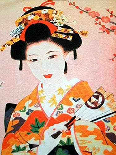 ציור יהלומי אישה יפנית 5 עשה זאת בעצמך רקמה מלאה ריינסטון פסיפס רקמת יהלומי קישוט חג המולד לבית-מקדחה מרובעת 60 על 80 סמ