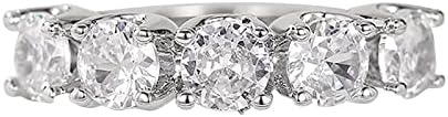 גדול רונד יהלומי טבעת פשוט עבור נשים כסף טבעת כלה יהלומים אלגנטי אירוסין חתונה טבעת חבילה של טבעות