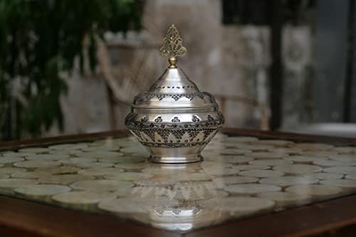 קערת סוכר/ תפאורה מיוחדת בעבודת יד טורקית, מחזיק תבלינים/ נחושת רקמה/ כסף נחושת/ עיצוב מטבח/ תפאורה ביתית/ הפקה