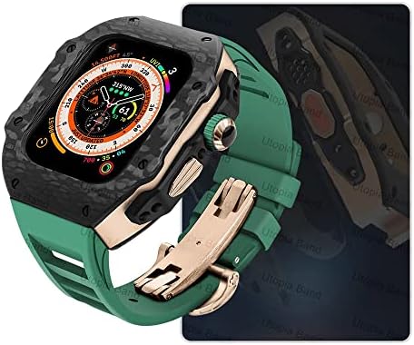 ערכת שינוי יוקרה של WSCEBCK עבור Apple Watch 8 Ultra 49 ממ פלואור רצועת גומי סיבי סיבי פחמן עבור IWatch 8