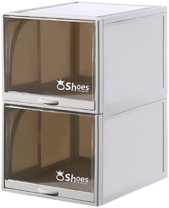 קופסאות אחסון נעליים של Alivehome נקה תיבות תצוגה של נעלי ספורט מתארחות מארגני נעליים מארגני נעליים ， 2 חבילה, מתאימה לגודל