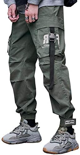 Astellarie Mens Jogger Pants מכנסיים טק -הופ היפ הופ פאנק הרם מטען ג'וג'ר פנט בגדי רחוב מכנסי מסלול טקטי עם כיס
