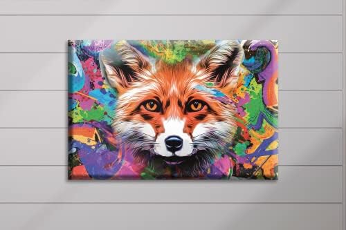 מסגרת זכוכית אקרילית אמנות קיר מודרנית שועל צבעוני - סדרת בעלי חיים מופשטים - עיצוב פנים - אמנות קיר אקרילית -