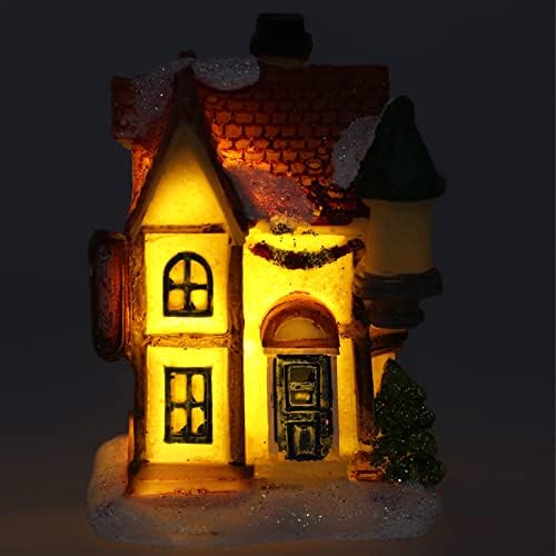 בית חג המולד בית חג המולד שרף בית חג המולד סצנת כפר בתים עם אור חם LED