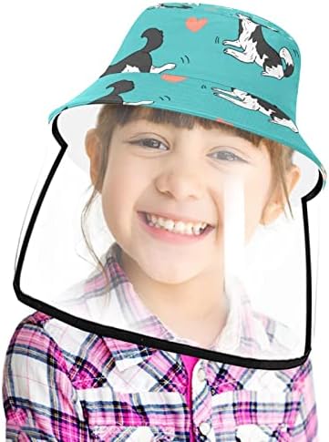 כובע מגן למבוגרים עם מגן פנים, כובע דייג כובע אנטי שמש, לב האסקי של בעלי חיים מצוירים