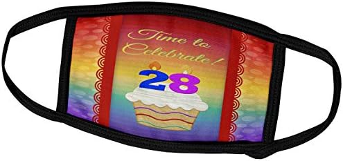 3drose בוורלי טרנר עיצוב הזמנה ליום הולדת - קאפקייק, מספר נרות, זמן, חוגגים הזמנה בת 28 - מסכות פנים