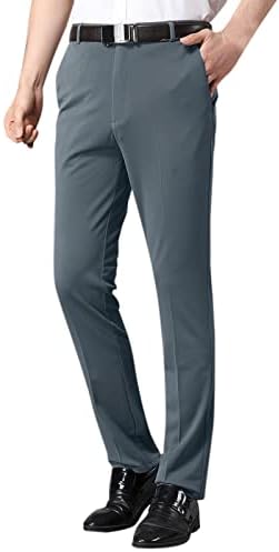 Miashui Slip זכר מזדמן מכנסי חליפה דק ומוצק רוכסן כיס זבוב מכנסיים ישר מכנסיים מכנסיים מכנסיים 42x34