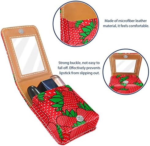 אדום תות דפוס איפור שפתון מקרה עבור מחוץ נייד נסיעות קוסמטי פאוץ