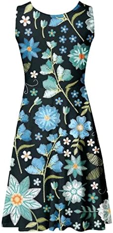 שמלות קיץ של נשים 2023 דפוס פרחוני דפוס פרחוני שמלת מידי ללא שרוולים רזה מותניים גבוהים קו שמלה מזדמנת שורה