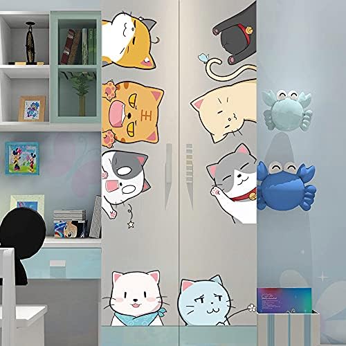 Buerhomie Cats מדבקות קיר לחתלתול, ציורי קיר של משתלת אנימה לחדר שינה לילדים
