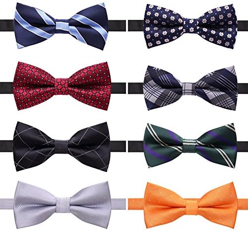אוסקי 8 חבילות עניבות פרפר קשורות מראש מתכווננות אלגנטיות עבור בנים גברים בצבעים שונים כמו 1 & מגבר;4 & מגבר; 5 & מגבר;6 &