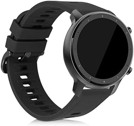 להקות שעון Kwmobile תואמות את Huami Amazfit GTR - סט רצועות של 2 רצועות סיליקון חלופיות - שחור/כחול כהה