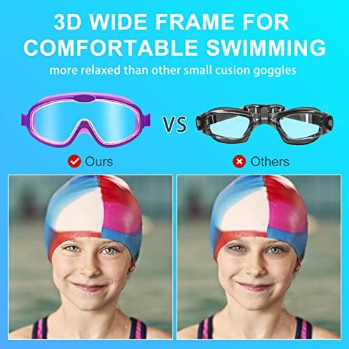מלאאהבה ילדים לשחות משקפי, 2 חבילה שחייה משקפי עבור ילד 4-15 שנים, ברור ראיית לשחות משקפיים