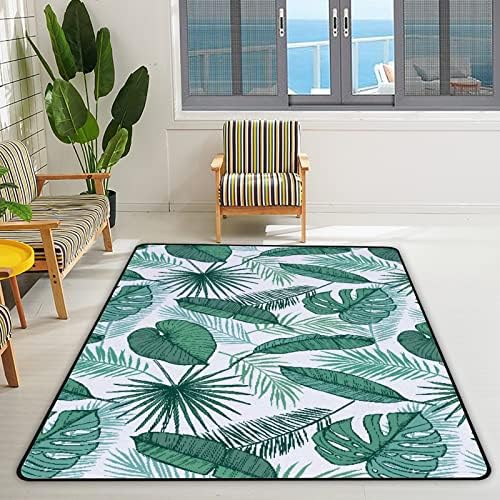 זוחל שטיח מקורה משחק מחצלת דקל עלים טרופיות לסלון חדר שינה חינוכי חינוך חינוכי שטיחים שטיחים 80x58 אינץ '