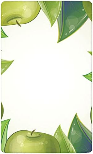 גיליון עריסה מצויד עם נושא ירוק, מזרן עריסה רגיל סדין מצויד גיליון מזרן פעוט רך גיליון מזרן מזרן או סדין פעוט, 28 x52, ירוק