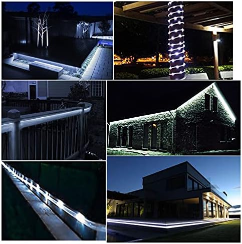 משודרג 19.8ft 180 LED סולארי רצועת LED אורות לבן קריר, קלטת גמישה אטומה למים חותכת עצמית, רצועות אור חיצוניות למדרגות גינה
