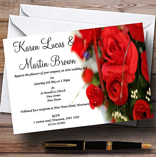 ורדים אדומים רומנטיים הזמנות לחתונה בהתאמה אישית