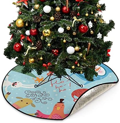 CUPADA SANTA CLAUS CARITOON מחצלות עץ חג המולד חצאית עץ אטום למים, חג המולד Roundelay חג המולד עץ עץ מגש מחצלת מגן רצפה