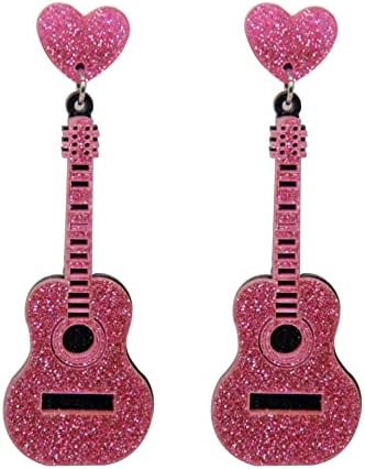 גיטרה להתנדנד עגילי כלי נגינה עגילים לנשים בנות אקריליק קלאסי גיטרה עגילי פאנק סגנון כינור מכשיר זרוק עגילים