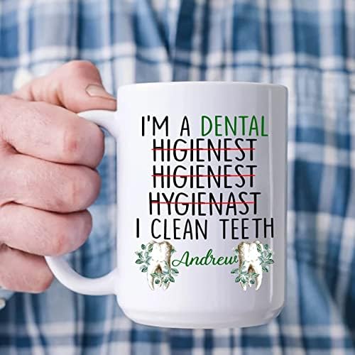 אני שיננית, אני מנקה ספל שיניים - ספל שיננית שיניים בהתאמה אישית - מתנה לשינני שיניים משרדיות בשבילו - מתנה