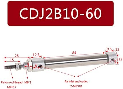 ריסוס חיבור מים CDJ2B-10 צילינדר פנאומטי כפול משחק מוט יחיד 10 ממ קוטר נשא 10 ~ 150 ממ שבץ CDJ2B10