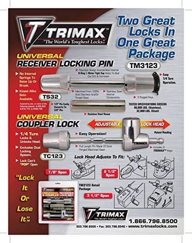 Trimax 2- T3's - 5/8 אינץ 'רושם ו- TMC10 מנעול מצמד טווח, עם מפתחות שטוחים TMC3310, אריזת צדפות