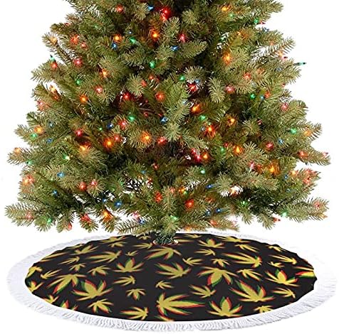 מחצלת חצאיות עץ חג המולד של מריחואנה צבעונית עם קישוטים למסיבות חג של חווה ליל כל הקדושים 48 x48