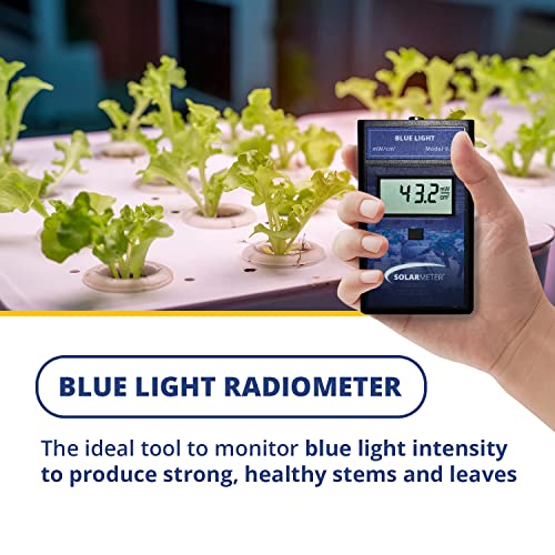 דגם סולארמטר 9.4 גרם מד גידול אור כחול, רדיומטר דיגיטלי כף יד ובוחן נורות למדידת אור כחול לציוד גינון מקורה וגידול חיצוני,