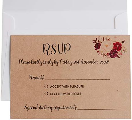 הזמנות לחתונה עם כרטיסי RSVP ומעטפות הזמנות כפריות לחתונה על ידי כלה בררן 2 כרטיסי הזמנה תבניות לבחירת העיצוב