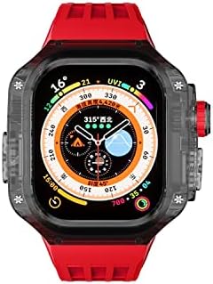 ערכת שינוי Dyizu Fluororubber עבור Apple Watch Ultra 49 ממ קרחון יוקרה מקרה שקוף עבור IWatch Series Ultra 49 ממ פס ספורט