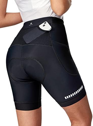 Heathyoga נשים 4D מכנסי אופניים מרופדים עם כיסים ריפוד מכנסי רכיבה על אופניים מנוסים מכנסי אופניים קצרים אופניים מכנסיים