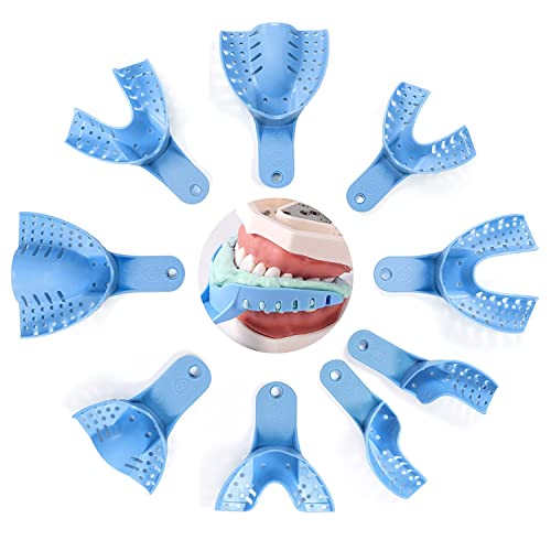 מגשי רושם שיניים פרובאד ניתנים לחיטוי מחורר, מגשי רושם מפלסטיק חד פעמי 12 יחידות / גודל 2 גדול נמוך יותר