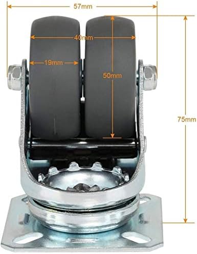 XZGDEN Superior 4 x גלגלים מסתובבים בעלי ביצועים גבוהים 50 ממ גלגלים עם בלמים לרהיטים גלגלי רכיבים ניידים שחורים