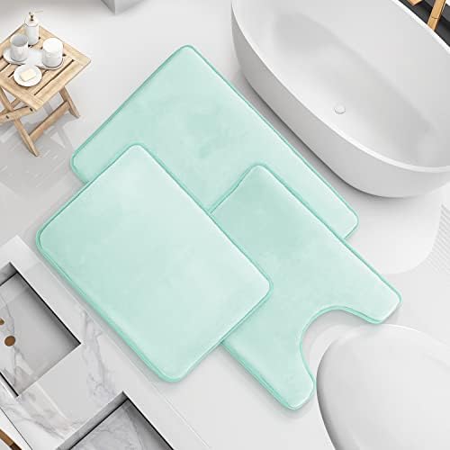 שטיחי אמבטיה של קלרה קלארק מגדירים 3 חלקים, מחצלת אמבטיה של קטיפה זיכרון קטיפה - שטיחי אמבטיה רחיצים לרחיץ