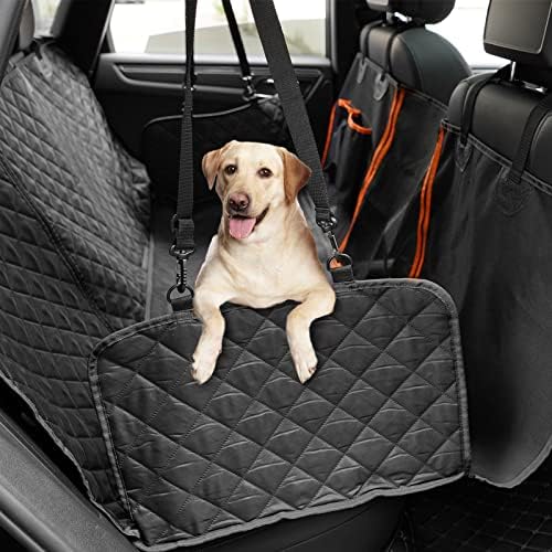יינפיי כיסוי מושב לרכב לכלבים למושב אחורי, כיסוי מושב לכלבים לחיות מחמד עם חלון רשת, עמיד בפני שריטות ערסל לרכב לכלבים