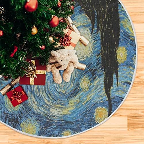 Night Starry של Oarencol מאת וינסנט ואן גוך ציור יצירות חצאית עץ חג המולד 36 אינץ 'חג המולד מפלגת חג קישוטים מחצלת