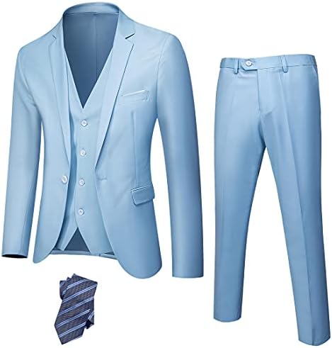 חליפת חליפה דקה 3 חתיכות של גברים, כפתור, מכנסי אפוד מוצקים של כפתור מוצקים עם עניבה