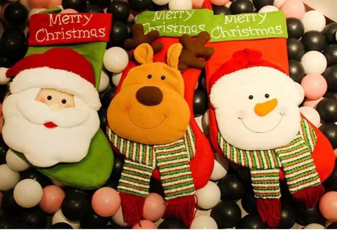 גרב לחג המולד, גודל גדול, תיק, קישוט לחג המולד, סנטה קלאוס, איש שלג ， אייל, גרבי ממתקים של מתנה של ערב חג המולד