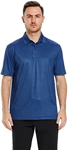 חולצות גולף לגברים בכושר יבש עם שרוול קצר הדפס ביצועים לחות חולצת פולו מפתחת