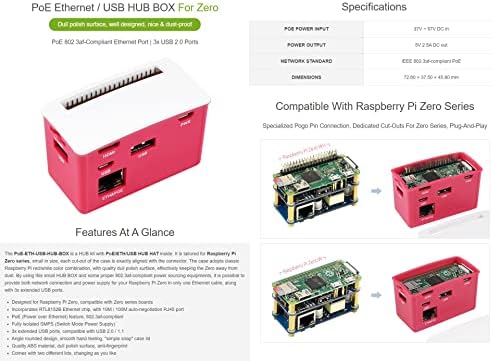 WAVESHARE POE Ethernet/USB Hub Box עבור Raspberry Pi Zero Series 3x USB 2.0 יציאות 802.3AF-תואם