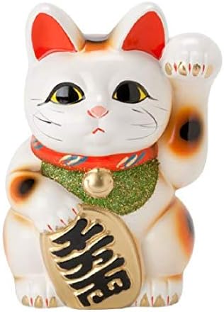 תוצרת יפן מזל חתול 7.5 '' חרסינה חרסינה לבנה מנקי נקו יד שמאל