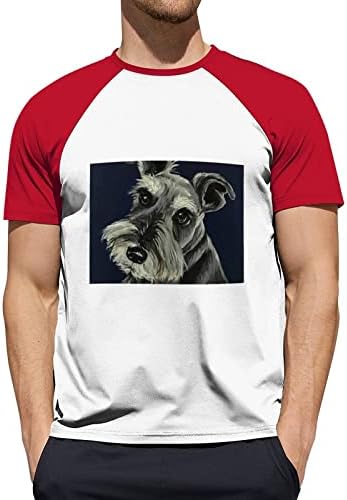 ציור שמן של שנאוצר כלב גברים של קצר שרוול טיז צבע-בלוק קרוע חולצות כותנה בייסבול חולצות