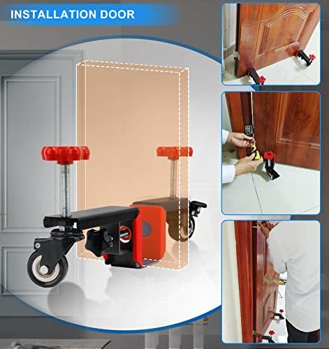ערכת התקנת דלת - כלי התקנת שקע דלת פנים עבור רוב דלתות תלויות מראש או לוח, דלת דולי להגן על הגב, עגלת דולי