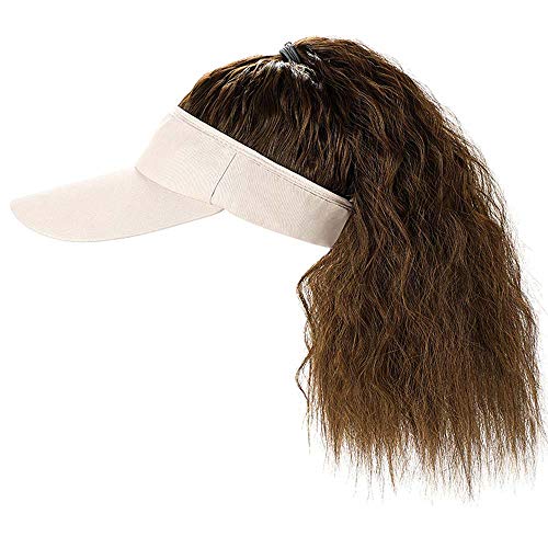 קוקו פאה בייסבול כובע עם שיער סינטטי כובעי עם שיער מצורף ארוך גלי שיער לנשים יומי מסיבת שימוש