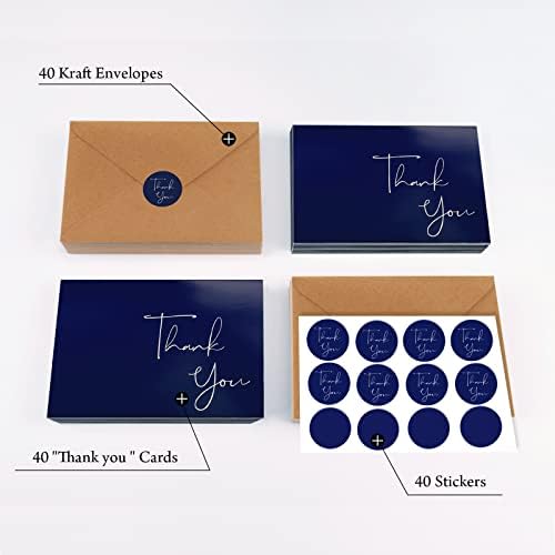 כרטיסי ברכה 40 כחול כהה כרטיסי תודה עם מעטפות-קלאסי תודה הערות ברכה להגדיר בתפזורת תיבת מקצועי גדול מחפש מושלם