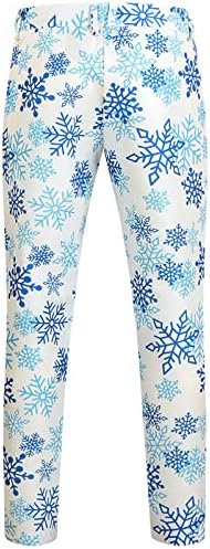 חליפות חג המולד של XXBR לגברים, 2 יחידות חג המולד מכוערים סנטה קלאוס שלג חליפת הדפס של שלג ז'קט בלייזרים מערכות מכנסי טוקסידו