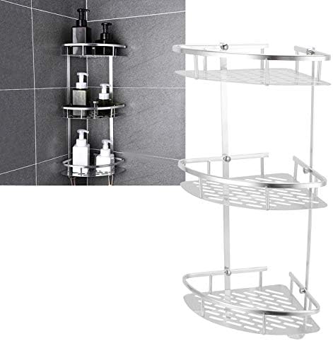 Walfront 3 שכבות תיל מתכת מקלחת קיר קיר קיר רכוב מדף מקלחת מארגן פינת מתלה לאחסון לחומרה מטבח טואלט, מתלה